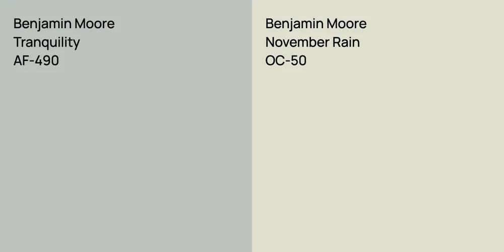 Benjamin Moore Tranquility vs. Benjamin Moore November Rain