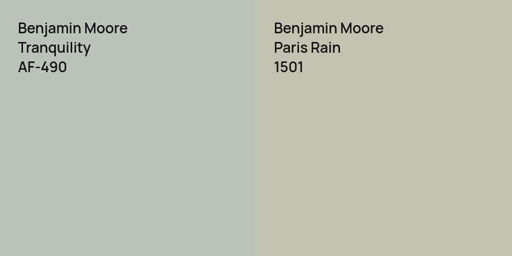 Benjamin Moore Tranquility vs. Benjamin Moore Paris Rain