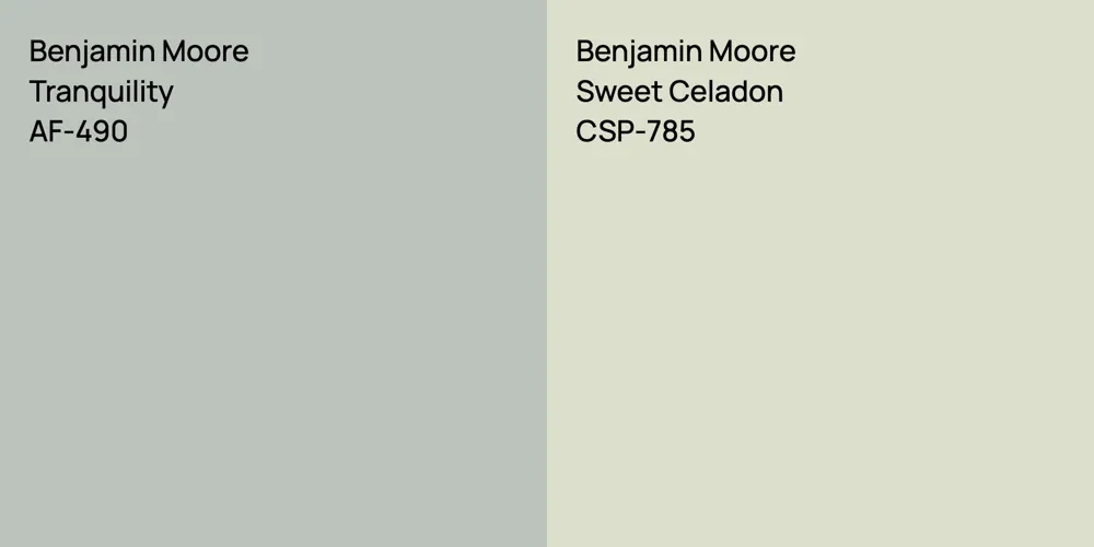 Benjamin Moore Tranquility vs. Benjamin Moore Sweet Celadon