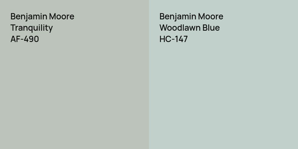 Benjamin Moore Tranquility vs. Benjamin Moore Woodlawn Blue