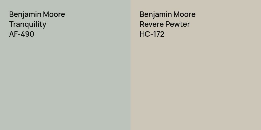 Benjamin Moore Tranquility vs. Benjamin Moore Revere Pewter