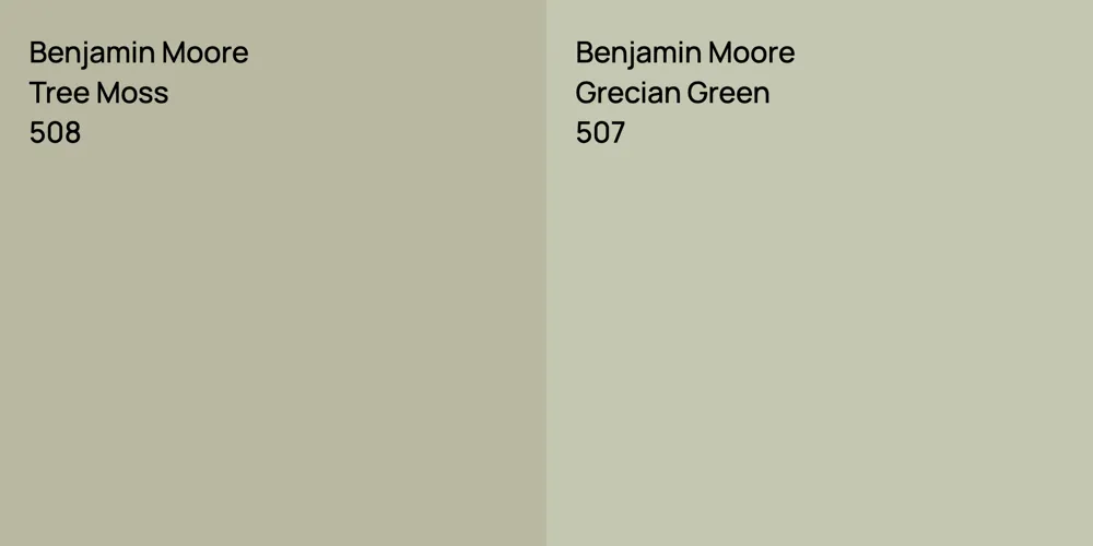 Benjamin Moore Tree Moss vs. Benjamin Moore Grecian Green