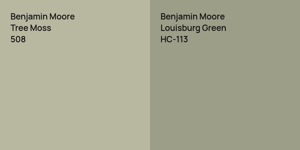 Benjamin Moore Tree Moss vs. Benjamin Moore Louisburg Green