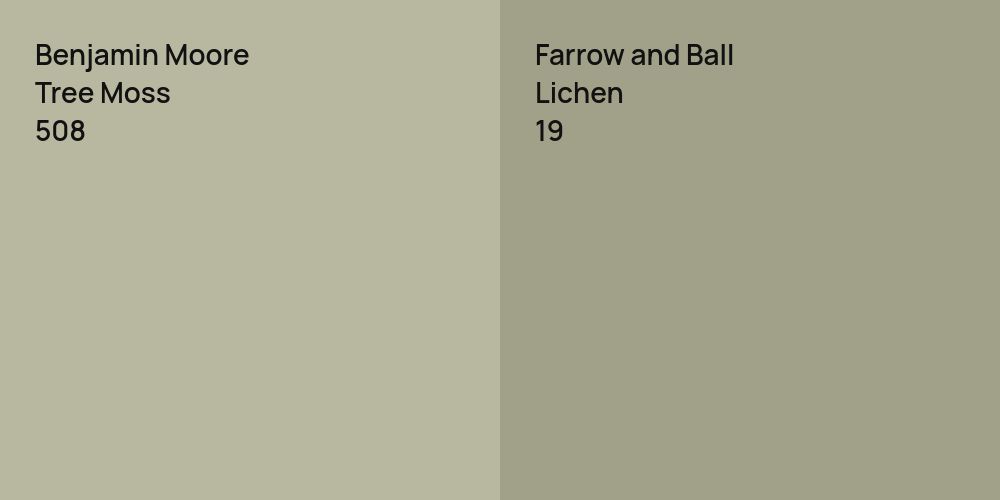 Benjamin Moore Tree Moss vs. Farrow and Ball Lichen