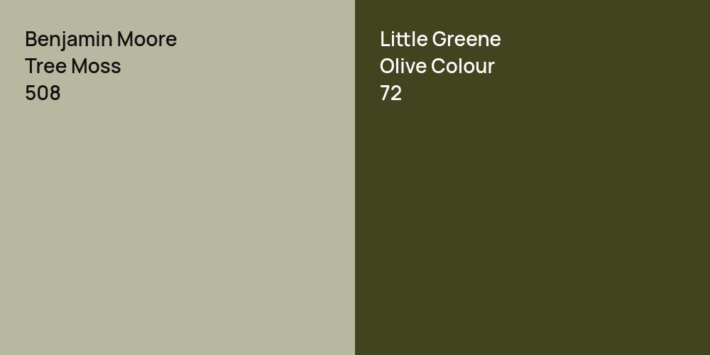 Benjamin Moore Tree Moss vs. Little Greene Olive Colour