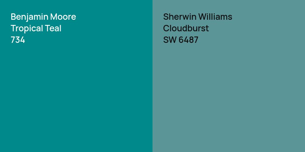 Benjamin Moore Tropical Teal vs. Sherwin Williams Cloudburst