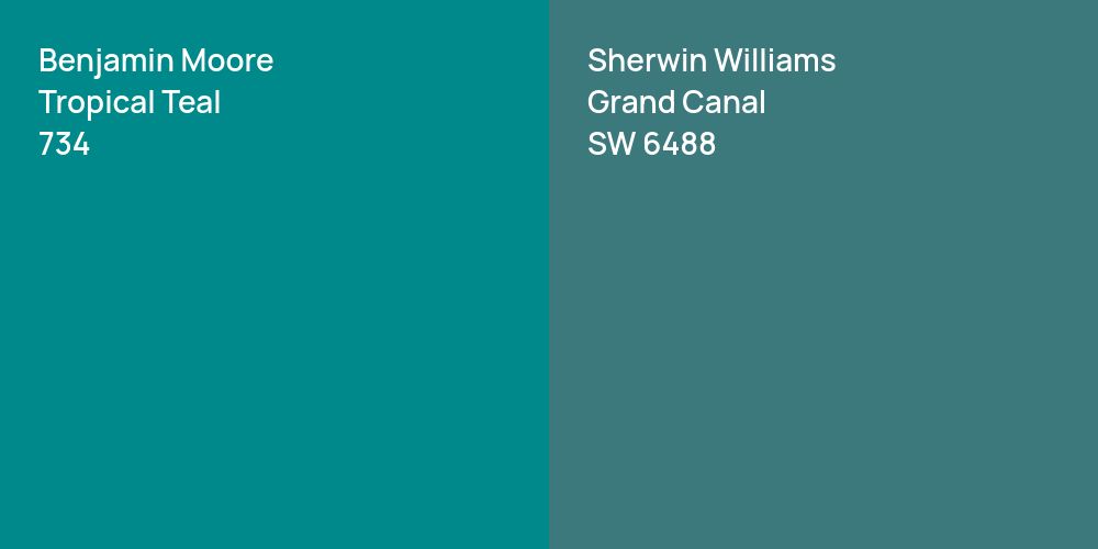 Benjamin Moore Tropical Teal vs. Sherwin Williams Grand Canal