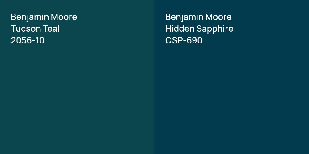 Benjamin Moore Tucson Teal vs. Benjamin Moore Hidden Sapphire