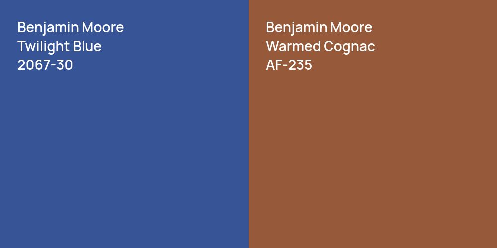 Benjamin Moore Twilight Blue vs. Benjamin Moore Warmed Cognac