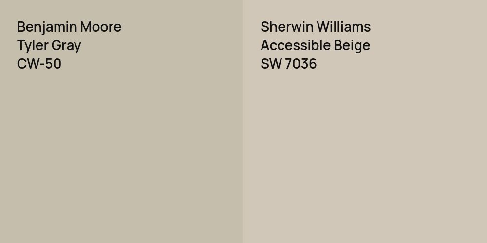 Benjamin Moore Tyler Gray vs. Sherwin Williams Accessible Beige