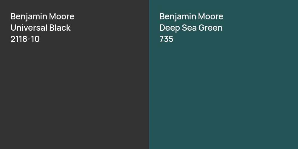 Benjamin Moore Universal Black vs. Benjamin Moore Deep Sea Green