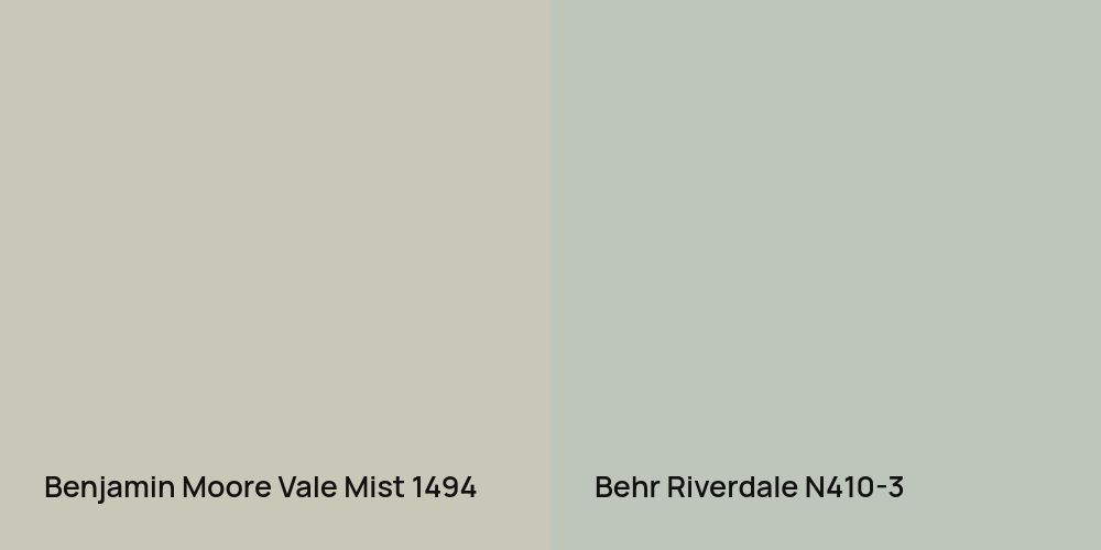 Benjamin Moore Vale Mist vs. Behr Riverdale