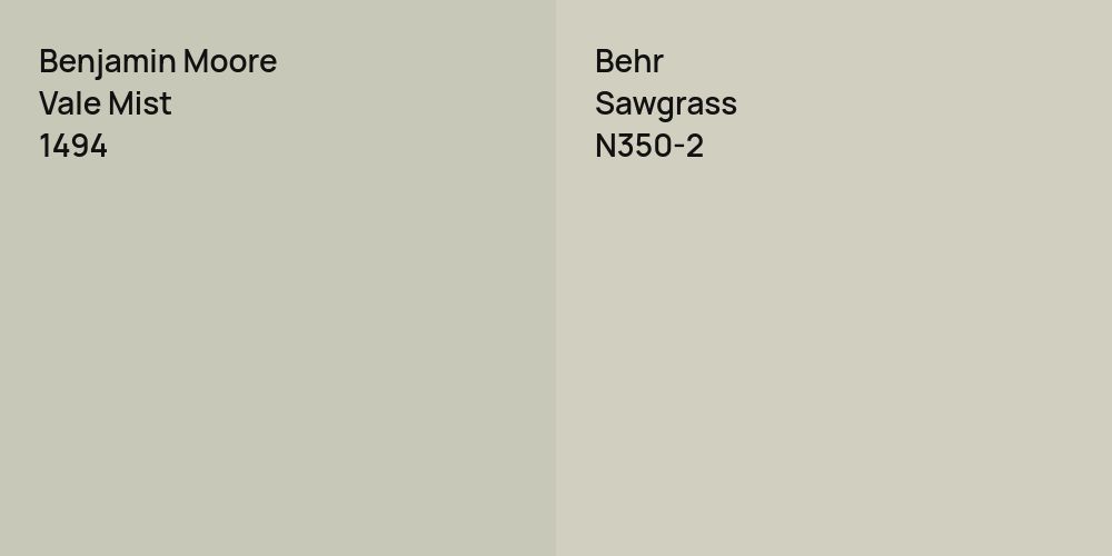 Benjamin Moore Vale Mist vs. Behr Sawgrass