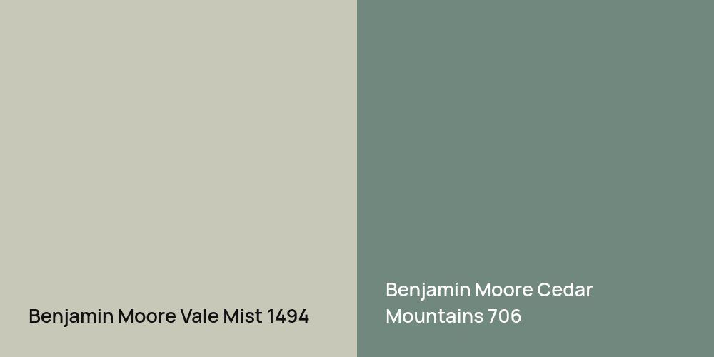 Benjamin Moore Vale Mist vs. Benjamin Moore Cedar Mountains