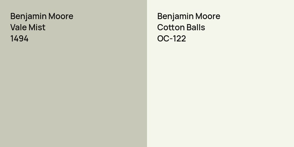 Benjamin Moore Vale Mist vs. Benjamin Moore Cotton Balls