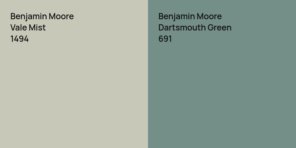 Benjamin Moore Vale Mist vs. Benjamin Moore Dartsmouth Green