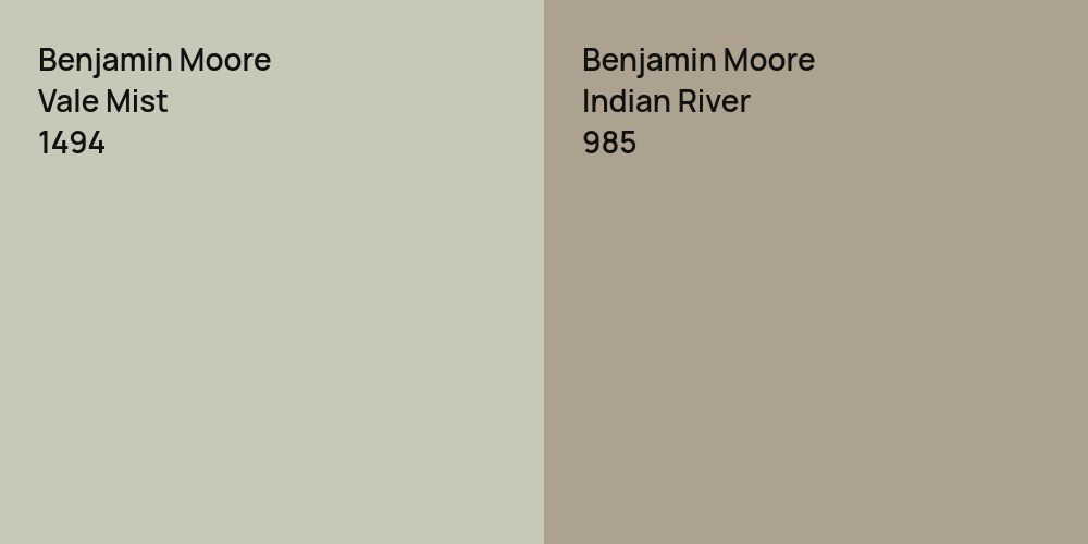 Benjamin Moore Vale Mist vs. Benjamin Moore Indian River