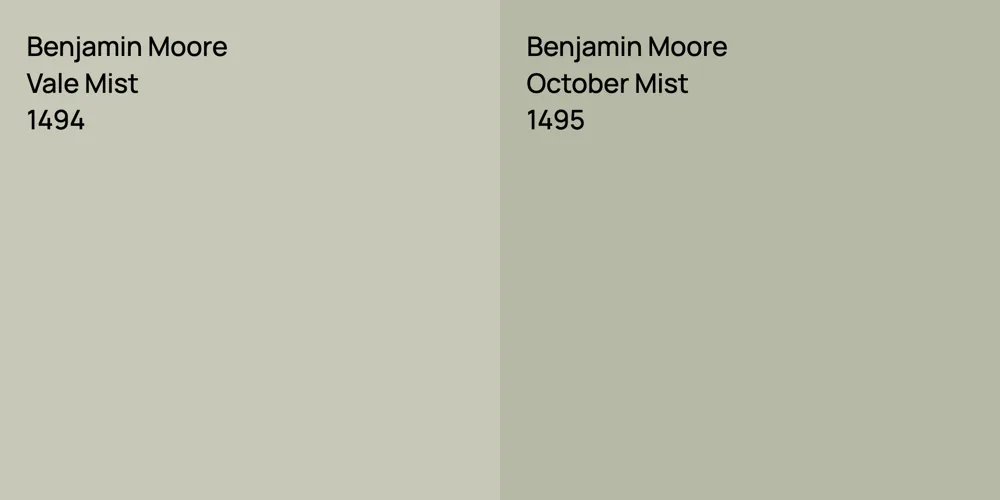 Benjamin Moore Vale Mist vs. Benjamin Moore October Mist