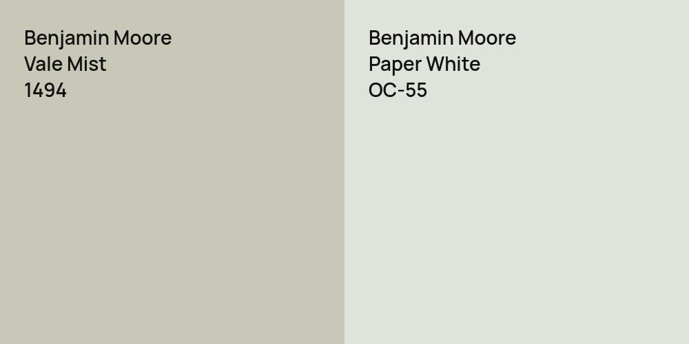 Benjamin Moore Vale Mist vs. Benjamin Moore Paper White