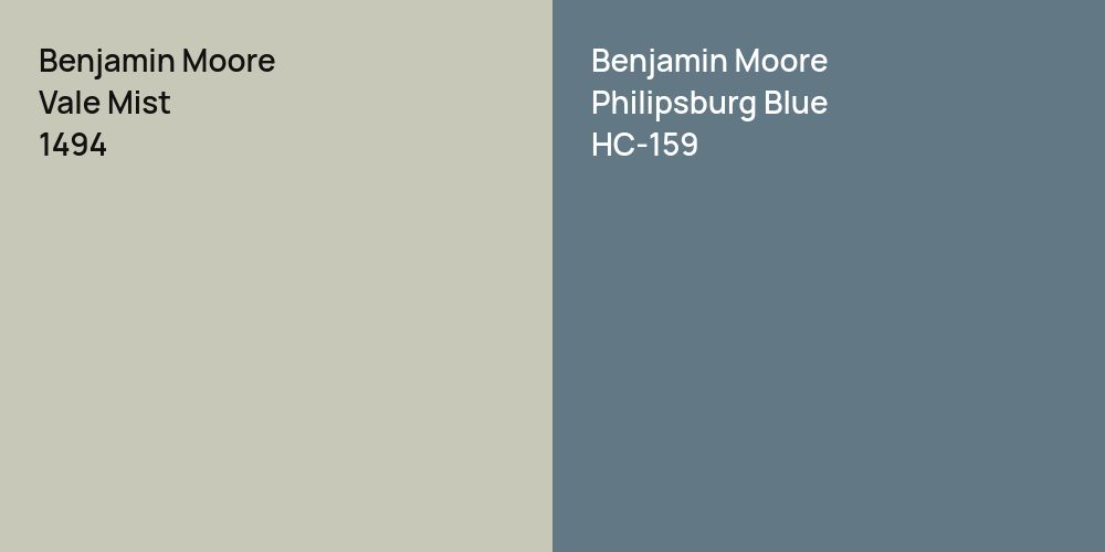 Benjamin Moore Vale Mist vs. Benjamin Moore Philipsburg Blue