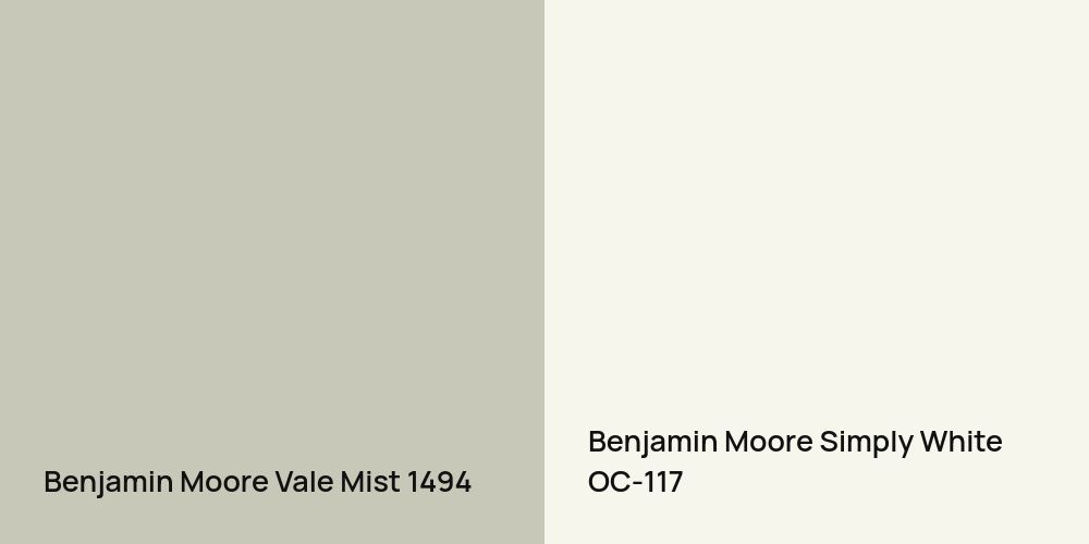 Benjamin Moore Vale Mist vs. Benjamin Moore Simply White