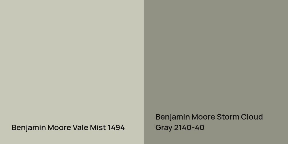 Benjamin Moore Vale Mist vs. Benjamin Moore Storm Cloud Gray