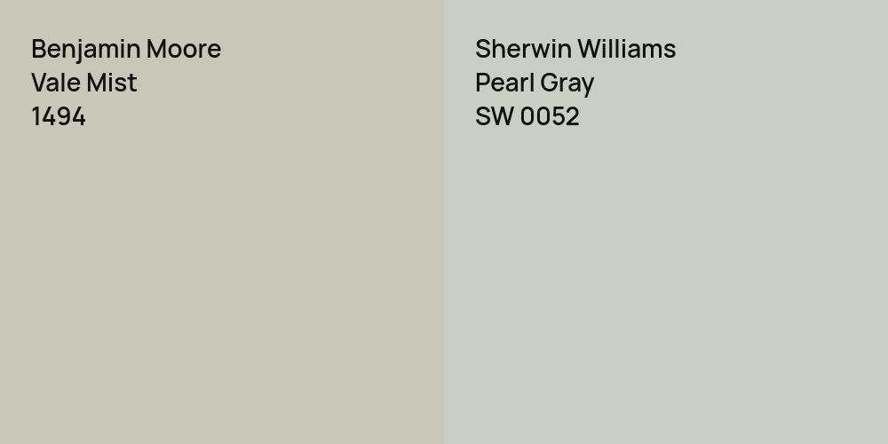 Benjamin Moore Vale Mist vs. Sherwin Williams Pearl Gray