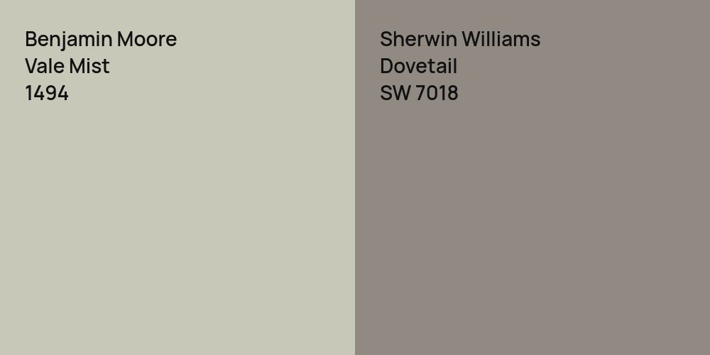 Benjamin Moore Vale Mist vs. Sherwin Williams Dovetail