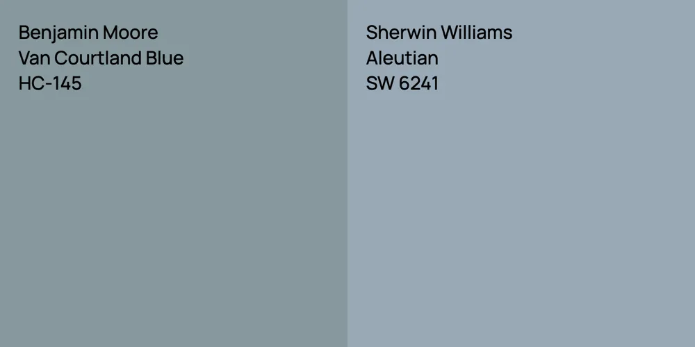 Benjamin Moore Van Courtland Blue vs. Sherwin Williams Aleutian