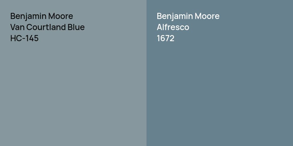 Benjamin Moore Van Courtland Blue vs. Benjamin Moore Alfresco