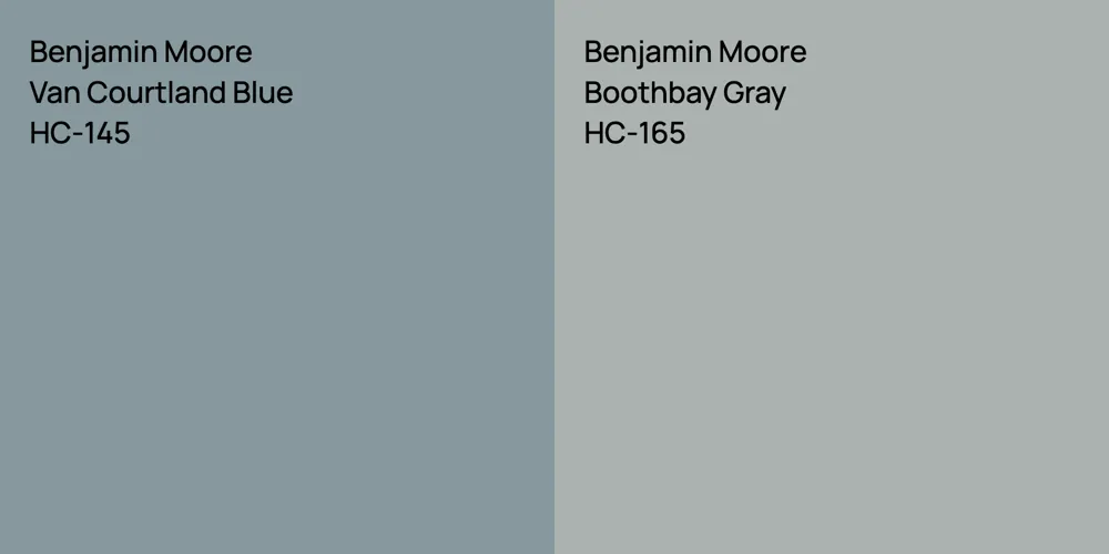 Benjamin Moore Van Courtland Blue vs. Benjamin Moore Boothbay Gray