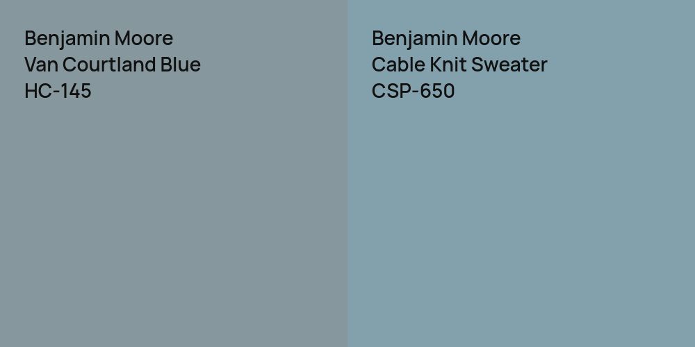 Benjamin Moore Van Courtland Blue vs. Benjamin Moore Cable Knit Sweater