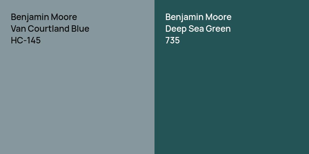 Benjamin Moore Van Courtland Blue vs. Benjamin Moore Deep Sea Green