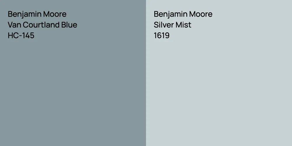 Benjamin Moore Van Courtland Blue vs. Benjamin Moore Silver Mist