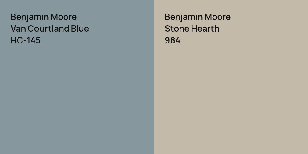 Benjamin Moore Van Courtland Blue vs. Benjamin Moore Stone Hearth