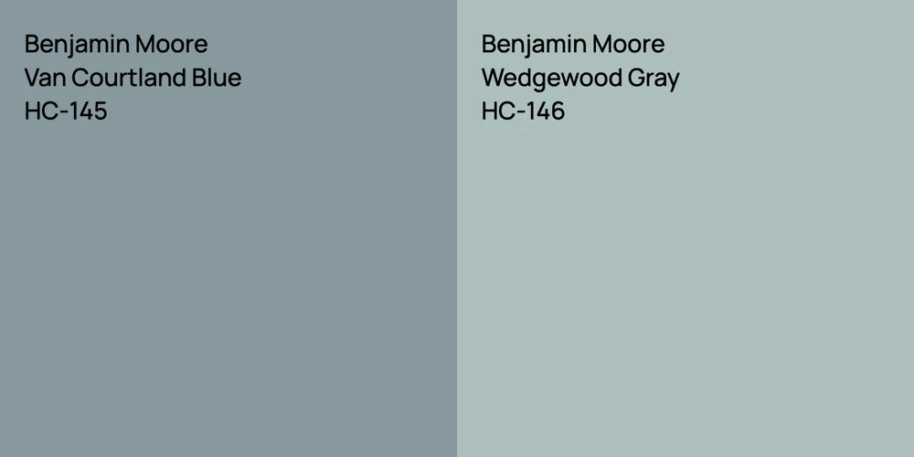 Benjamin Moore Van Courtland Blue vs. Benjamin Moore Wedgewood Gray