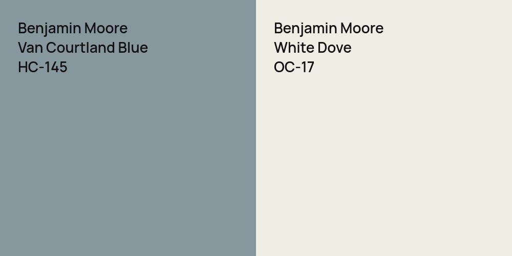 Benjamin Moore Van Courtland Blue vs. Benjamin Moore White Dove