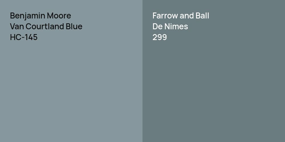 Benjamin Moore Van Courtland Blue vs. Farrow and Ball De Nimes