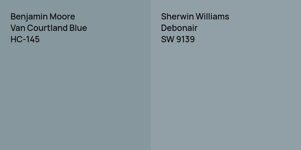 Benjamin Moore Van Courtland Blue vs. Sherwin Williams Debonair