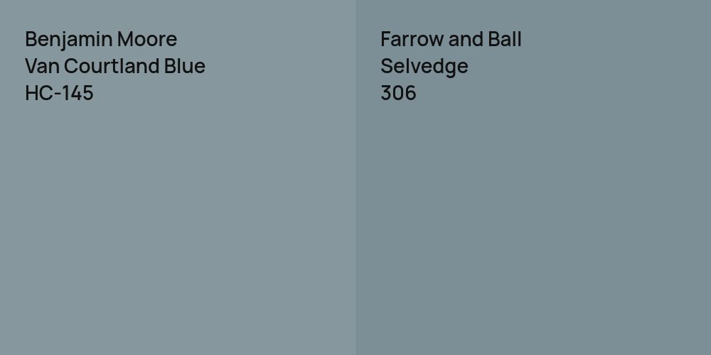 Benjamin Moore Van Courtland Blue vs. Farrow and Ball Selvedge