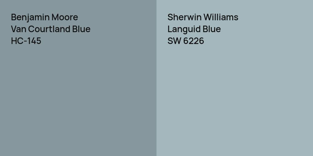 Benjamin Moore Van Courtland Blue vs. Sherwin Williams Languid Blue