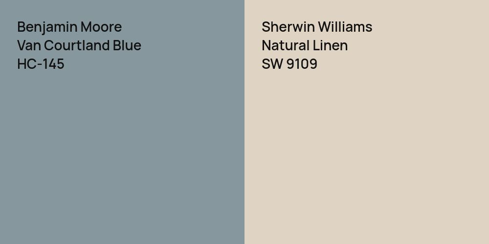 Benjamin Moore Van Courtland Blue vs. Sherwin Williams Natural Linen