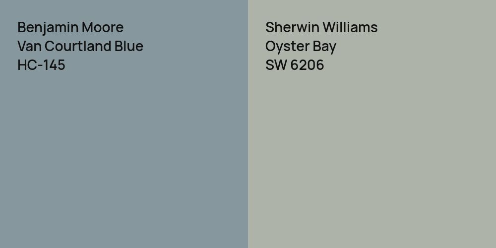 Benjamin Moore Van Courtland Blue vs. Sherwin Williams Oyster Bay