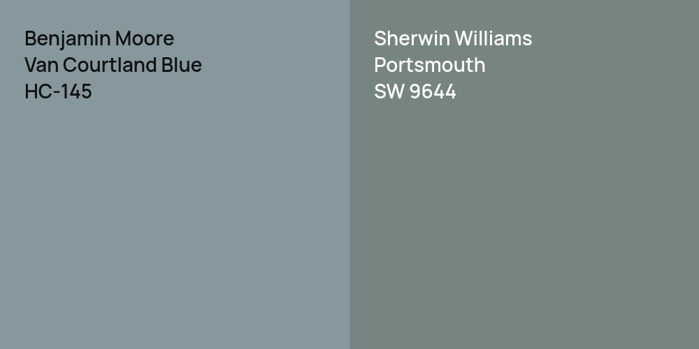 Benjamin Moore Van Courtland Blue vs. Sherwin Williams Portsmouth