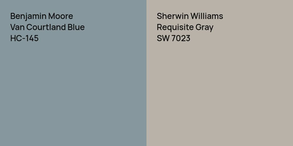 Benjamin Moore Van Courtland Blue vs. Sherwin Williams Requisite Gray