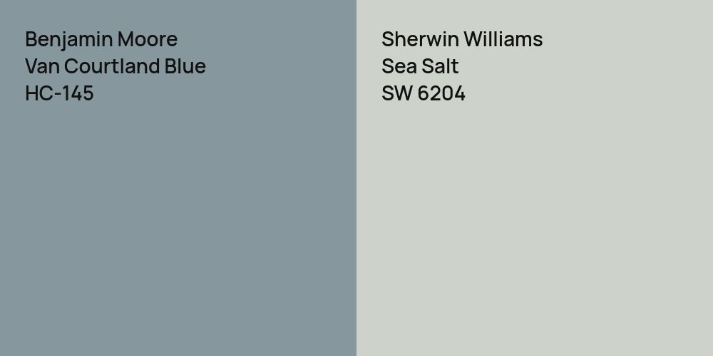 Benjamin Moore Van Courtland Blue vs. Sherwin Williams Sea Salt