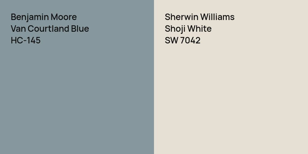 Benjamin Moore Van Courtland Blue vs. Sherwin Williams Shoji White