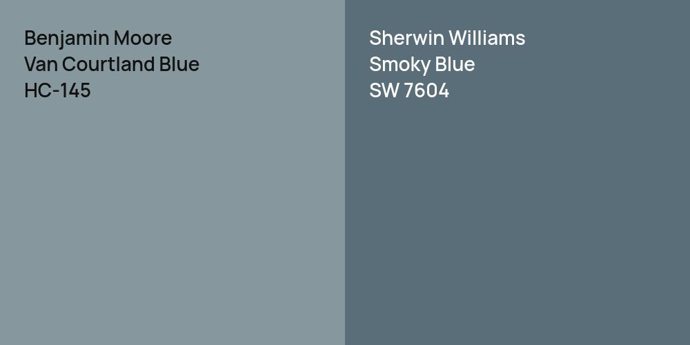 Benjamin Moore Van Courtland Blue vs. Sherwin Williams Smoky Blue