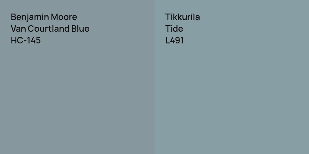 Benjamin Moore Van Courtland Blue vs. Tikkurila Tide