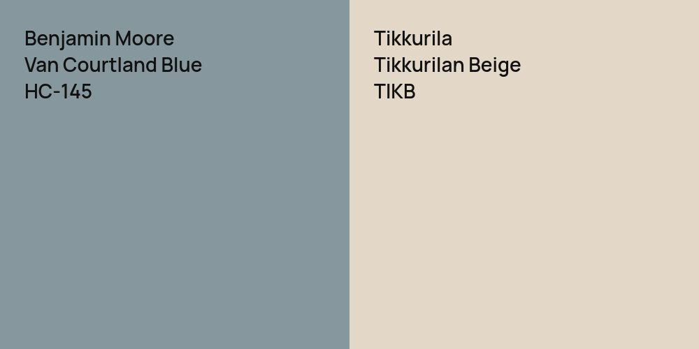 Benjamin Moore Van Courtland Blue vs. Tikkurila Tikkurilan Beige